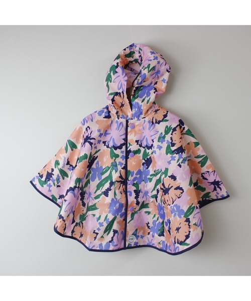 MR(まる)の「レトロフラワー・アートチェックレインポンチョ(レインコート/ポンチョ・キッズ・オレンジ/ピンク・M/S)」の8枚目の写真