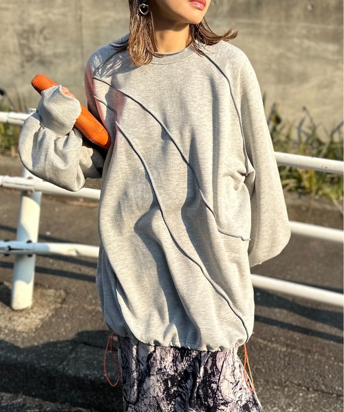 マルチWAY！】ウラケ 配色ドロスト ウェーブ切り替え ラグラン