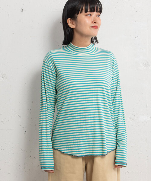 POU DOU DOU（プードゥドゥ）の「アソート柄モックネックトップス（Tシャツ/カットソー・レディース・アイボリー/ブラック/ライトブルー/グレー・M）」の4枚目の写真