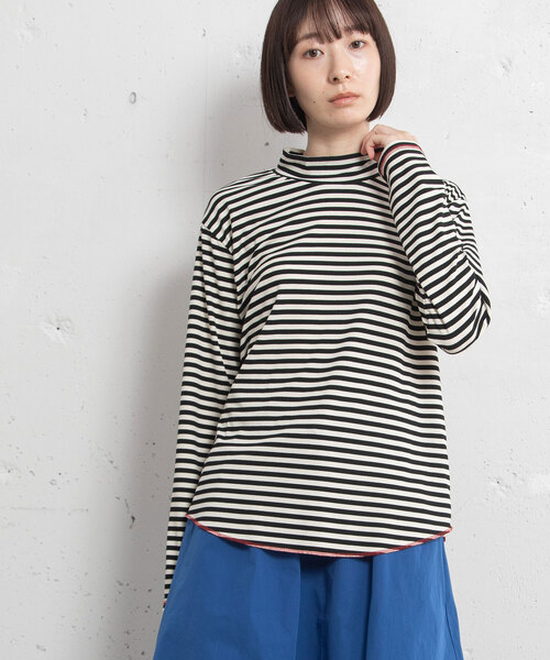 POU DOU DOU（プードゥドゥ）の「アソート柄モックネックトップス（Tシャツ/カットソー・レディース・アイボリー/ブラック/ライトブルー/グレー・M）」の5枚目の写真