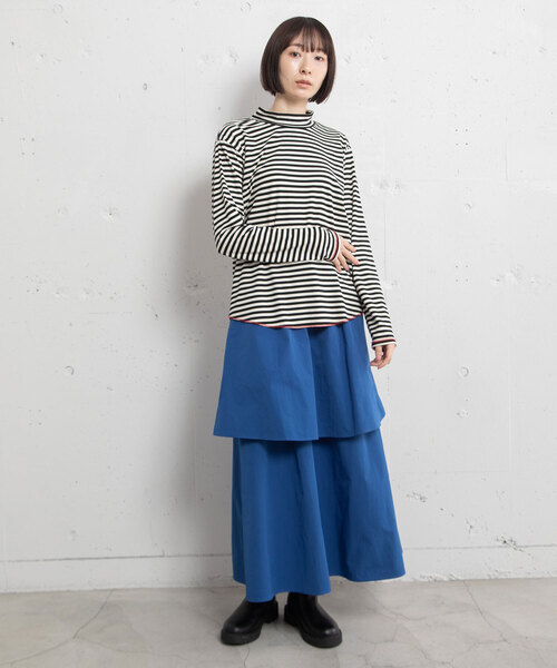 POU DOU DOU（プードゥドゥ）の「アソート柄モックネックトップス（Tシャツ/カットソー・レディース・アイボリー/ブラック/ライトブルー/グレー・M）」の9枚目の写真