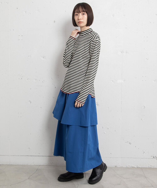 POU DOU DOU（プードゥドゥ）の「アソート柄モックネックトップス（Tシャツ/カットソー・レディース・アイボリー/ブラック/ライトブルー/グレー・M）」の10枚目の写真