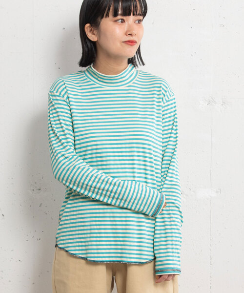 POU DOU DOU（プードゥドゥ）の「アソート柄モックネックトップス（Tシャツ/カットソー・レディース・アイボリー/ブラック/ライトブルー/グレー・M）」の20枚目の写真