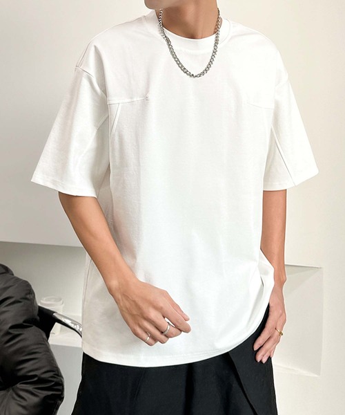 aimoha(アイモハ)の「aimoha men ミニマルデザインクルーネックTシャツ (SS)(Tシャツ/カットソー・メンズ・ブラック/チョコ/ホワイト・XXX-LARGE/XX-LARGE/X-LARGE/LARGE)」の1枚目の写真