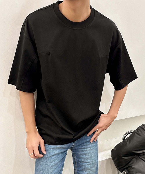 aimoha(アイモハ)の「aimoha men ミニマルデザインクルーネックTシャツ (SS)(Tシャツ/カットソー・メンズ・ブラック/チョコ/ホワイト・XXX-LARGE/XX-LARGE/X-LARGE/LARGE)」の2枚目の写真