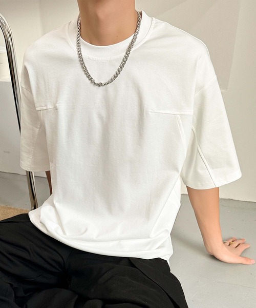 aimoha(アイモハ)の「aimoha men ミニマルデザインクルーネックTシャツ (SS)(Tシャツ/カットソー・メンズ・ブラック/チョコ/ホワイト・XXX-LARGE/XX-LARGE/X-LARGE/LARGE)」の15枚目の写真