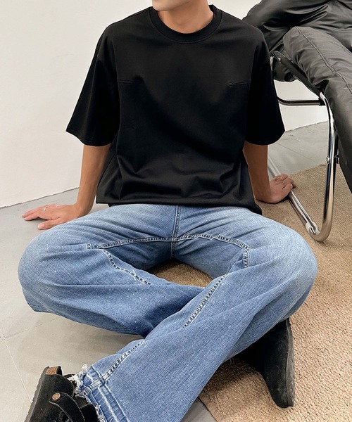 aimoha(アイモハ)の「aimoha men ミニマルデザインクルーネックTシャツ (SS)(Tシャツ/カットソー・メンズ・ブラック/チョコ/ホワイト・XXX-LARGE/XX-LARGE/X-LARGE/LARGE)」の7枚目の写真