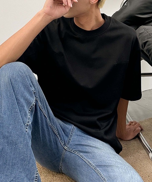 aimoha(アイモハ)の「aimoha men ミニマルデザインクルーネックTシャツ (SS)(Tシャツ/カットソー・メンズ・ブラック/チョコ/ホワイト・XXX-LARGE/XX-LARGE/X-LARGE/LARGE)」の9枚目の写真
