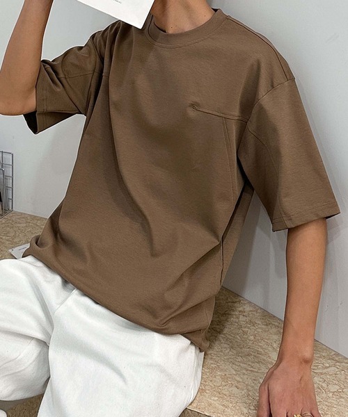 aimoha(アイモハ)の「aimoha men ミニマルデザインクルーネックTシャツ (SS)(Tシャツ/カットソー・メンズ・ブラック/チョコ/ホワイト・XXX-LARGE/XX-LARGE/X-LARGE/LARGE)」の13枚目の写真
