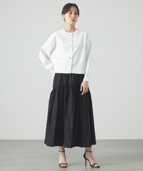 CAST:（キャストコロン）の「【着回し抜群】【25年春夏モデル】フォルムニットブルゾン（カーディガン/ボレロ・レディース・ブルー系その他4/ホワイト/ネイビー・M）」の4枚目の写真