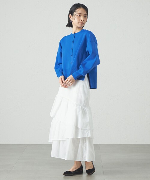 CAST:（キャストコロン）の「【着回し抜群】【25年春夏モデル】フォルムニットブルゾン（カーディガン/ボレロ・レディース・ブルー系その他4/ホワイト/ネイビー・M）」の5枚目の写真