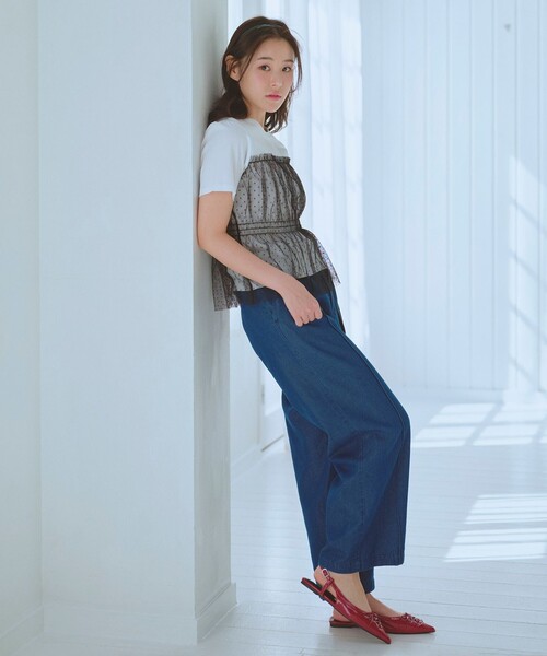 Feroux(フェルゥ)の「チュールコンビカットソー(Tシャツ/カットソー・レディース・ホワイト系1/ホワイト系/スカイブルー系/ピンク系・F)」の5枚目の写真