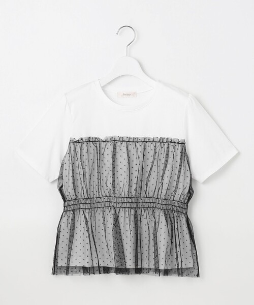 Feroux(フェルゥ)の「チュールコンビカットソー(Tシャツ/カットソー・レディース・ホワイト系1/ホワイト系/スカイブルー系/ピンク系・F)」の21枚目の写真