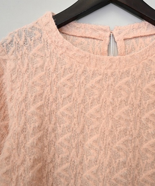 STYLEBLOCK(スタイルブロック)の「シアーシャギートップス(Tシャツ/カットソー・レディース・アイボリー/ピンク/ブラック・M)」の6枚目の写真