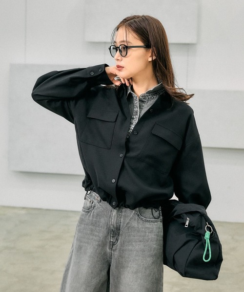 GLOBAL WORK お手入れラクラクセットアップ ショート丈 ジレ ブラック GLOBAL WORK｜お手入れラクラクセットアップ/ジレ/253490