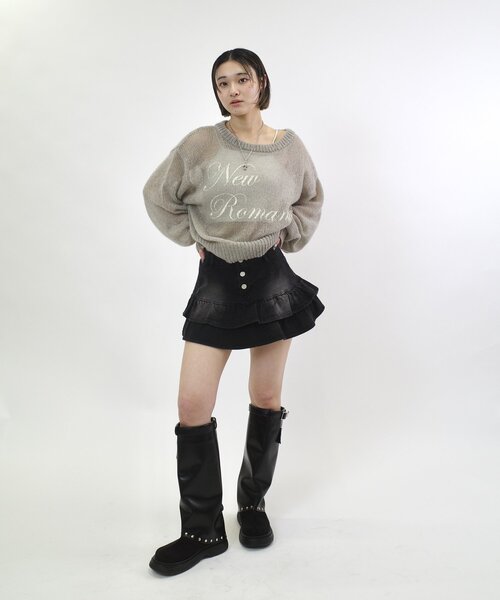 WHO'S WHO gallery（フーズフーギャラリー）の「【EC限定】デニムミニフリルミニスカート（スカート・レディース・サックスブルー/ブラック・FREE）」の7枚目の写真