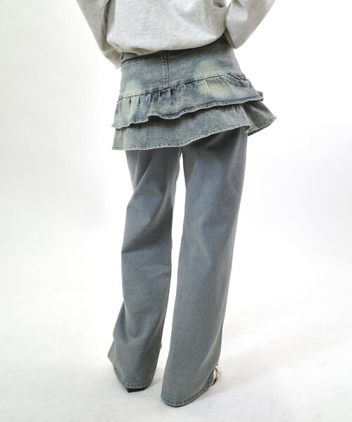WHO'S WHO gallery（フーズフーギャラリー）の「【EC限定】デニムミニフリルミニスカート（スカート・レディース・サックスブルー/ブラック・FREE）」の15枚目の写真