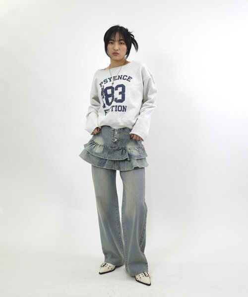 WHO'S WHO gallery（フーズフーギャラリー）の「【EC限定】デニムミニフリルミニスカート（スカート・レディース・サックスブルー/ブラック・FREE）」の18枚目の写真