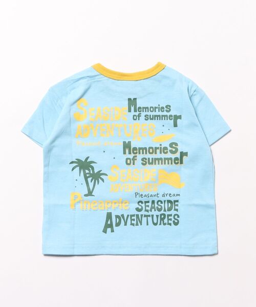 DILASH（ディラッシュ）の「【綿100%・バックプリント】南の島ワンポイント半袖Tシャツ（Tシャツ/カットソー・キッズ・サックスブルー/キナリ・80/90/110/120/130/100/140）」の7枚目の写真