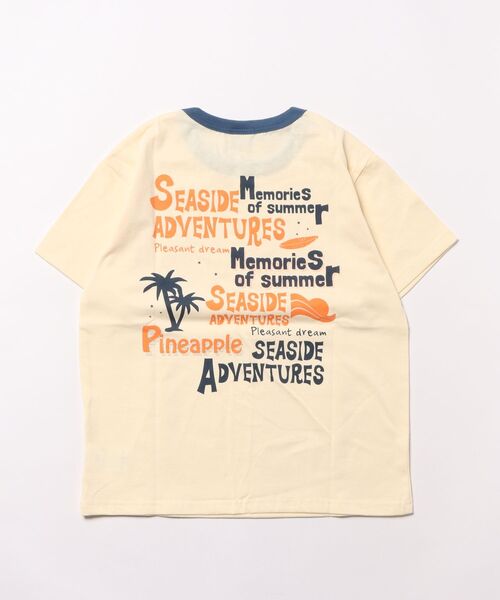 DILASH（ディラッシュ）の「【綿100%・バックプリント】南の島ワンポイント半袖Tシャツ（Tシャツ/カットソー・キッズ・サックスブルー/キナリ・80/90/110/120/130/100/140）」の8枚目の写真