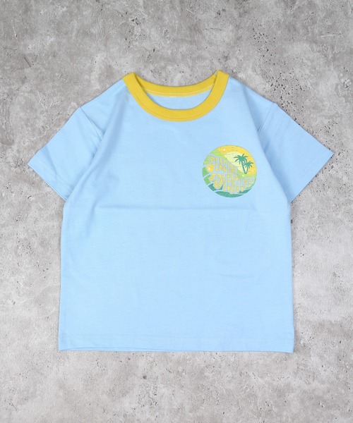 DILASH（ディラッシュ）の「【綿100%・バックプリント】南の島ワンポイント半袖Tシャツ（Tシャツ/カットソー・キッズ・サックスブルー/キナリ・80/90/110/120/130/100/140）」の2枚目の写真