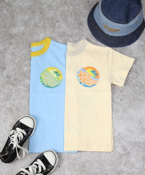 DILASH（ディラッシュ）の「【綿100%・バックプリント】南の島ワンポイント半袖Tシャツ（Tシャツ/カットソー・キッズ・サックスブルー/キナリ・80/90/110/120/130/100/140）」の6枚目の写真