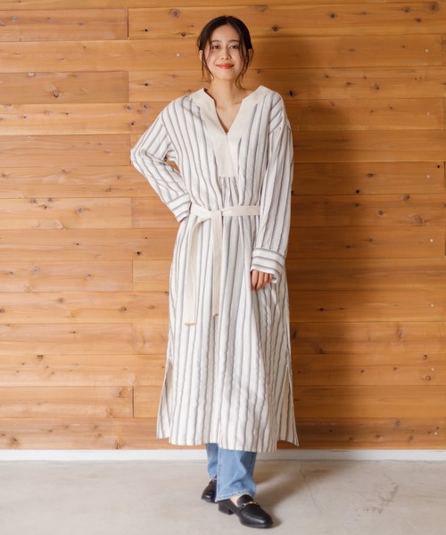 AMERICAN RAG CIE(アメリカンラグシー)の「for BAYFLOW ストライプワンピース(ワンピース・レディース・テラコッタ/ナチュラル・FREE)」の1枚目の写真