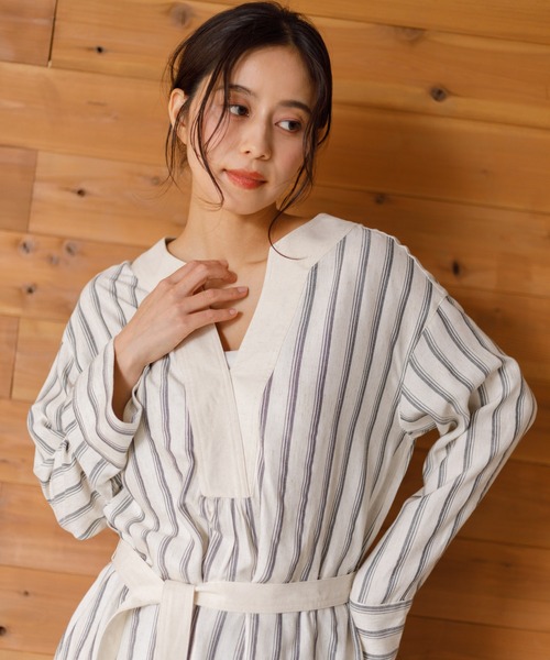 AMERICAN RAG CIE(アメリカンラグシー)の「for BAYFLOW ストライプワンピース(ワンピース・レディース・テラコッタ/ナチュラル・FREE)」の6枚目の写真