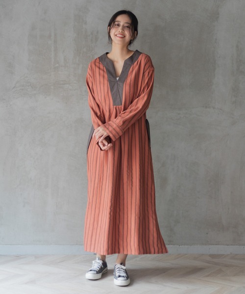 AMERICAN RAG CIE(アメリカンラグシー)の「for BAYFLOW ストライプワンピース(ワンピース・レディース・テラコッタ/ナチュラル・FREE)」の10枚目の写真