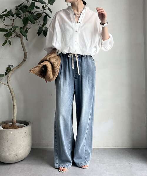 DouDou（ドゥドゥ）の「シアースピンドルブラウス（シャツ/ブラウス・レディース・ピンク/ブルー系その他/オフホワイト・FREE）」の4枚目の写真