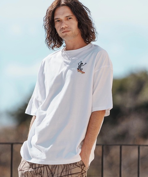 CAMBIO(カンビオ)の「mt9554-刺繍T_Skull skate Tシャツ(Tシャツ/カットソー・メンズ・ホワイト/ブラック/ネイビー・S/M/L/XL)」の8枚目の写真