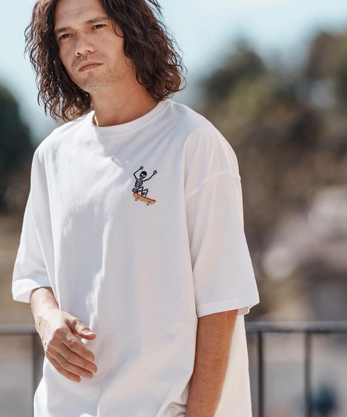 CAMBIO(カンビオ)の「mt9554-刺繍T_Skull skate Tシャツ(Tシャツ/カットソー・メンズ・ホワイト/ブラック/ネイビー・S/M/L/XL)」の9枚目の写真