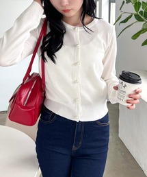 CLEAR BASIC | パールボタン長袖ニットカーディガン[ベーシック 春ニット]≪SS新作≫(カーディガン/ボレロ)