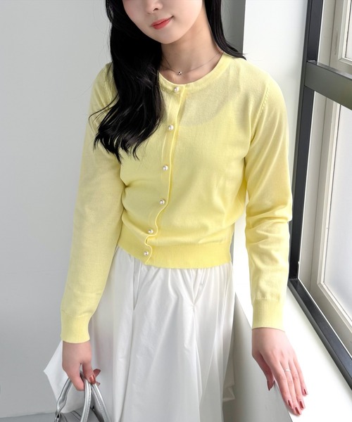 パールボタンリボンカーディガン（ベージュ）春夏  かわいい カジュアル 楽天市場】パール ボタン（カーディガン・ボレロ｜トップス
