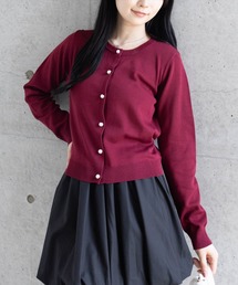 CLEAR BASIC | パールボタン長袖ニットカーディガン[春 オフィスカジュアル 着回し抜群 大人 カジュアル]≪CLEAR BASIC≫(カーディガン/ボレロ)