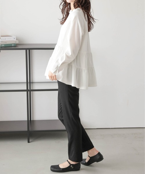 SUGAR BISKET(シュガービスケット)の「スカラップパールネック ティアードプルオーバー(Tシャツ/カットソー・レディース・ホワイト/ブラック/ネイビー・フリー)」の8枚目の写真