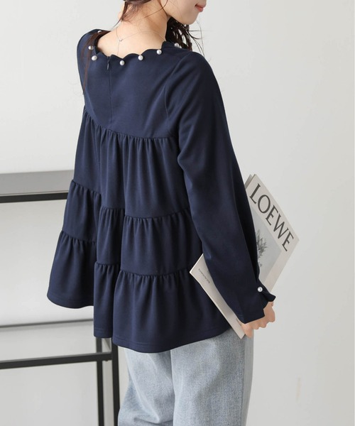 SUGAR BISKET(シュガービスケット)の「スカラップパールネック ティアードプルオーバー(Tシャツ/カットソー・レディース・ホワイト/ブラック/ネイビー・フリー)」の16枚目の写真