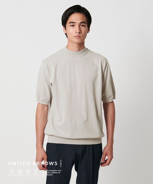 ショートスリーブ モックネックニット UA COZY ーウォッシャブル