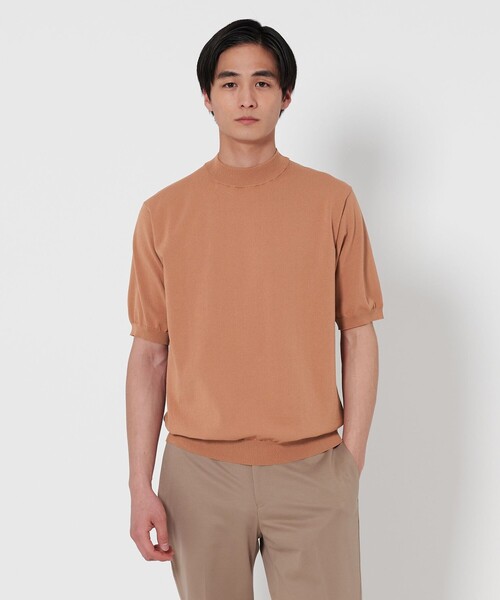 春のコレクション モックネックニット ショートスリーブ UA ーウォッシャブル COZY トップス