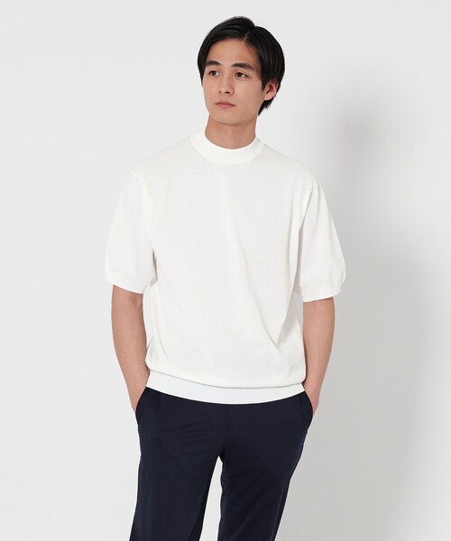 UNITED ARROWS(ユナイテッドアローズ)の「ショートスリーブ モックネックニット UA COZY ーウォッシャブル・抗菌防臭ー(ニット/セーター・メンズ・シャーベット/ブラック/ホワイト/ネイビー/ライトグレー・S/XXL/XL/L/M)」の15枚目の写真