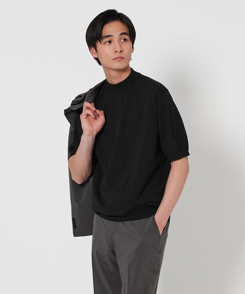 UNITED ARROWS(ユナイテッドアローズ)の「ショートスリーブ モックネックニット UA COZY ーウォッシャブル・抗菌防臭ー(ニット/セーター・メンズ・シャーベット/ブラック/ホワイト/ネイビー/ライトグレー・S/XXL/XL/L/M)」の16枚目の写真