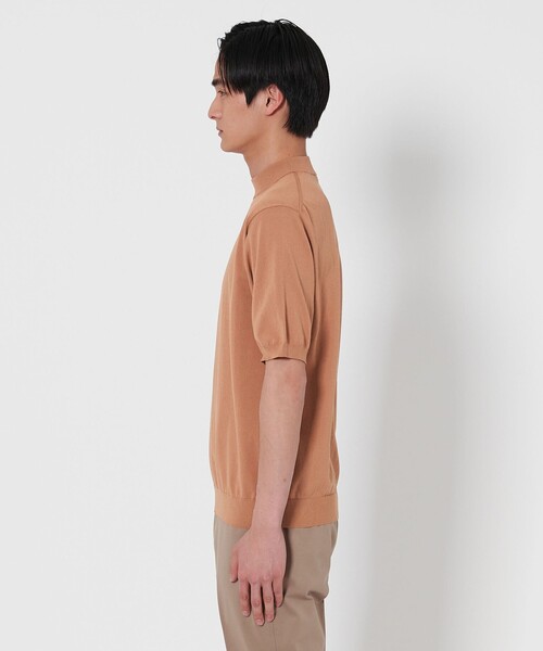 UNITED ARROWS(ユナイテッドアローズ)の「ショートスリーブ モックネックニット UA COZY ーウォッシャブル・抗菌防臭ー(ニット/セーター・メンズ・シャーベット/ブラック/ホワイト/ネイビー/ライトグレー・S/XXL/XL/L/M)」の7枚目の写真