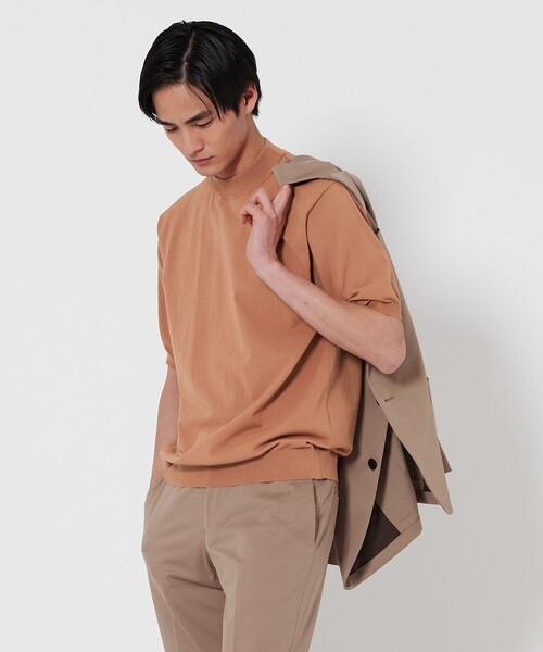 UNITED ARROWS(ユナイテッドアローズ)の「ショートスリーブ モックネックニット UA COZY ーウォッシャブル・抗菌防臭ー(ニット/セーター・メンズ・シャーベット/ブラック/ホワイト/ネイビー/ライトグレー・S/XXL/XL/L/M)」の5枚目の写真