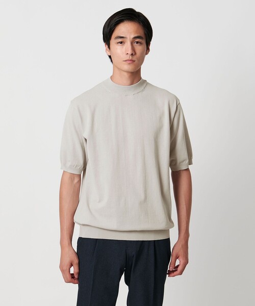 UNITED ARROWS(ユナイテッドアローズ)の「ショートスリーブ モックネックニット UA COZY ーウォッシャブル・抗菌防臭ー(ニット/セーター・メンズ・シャーベット/ブラック/ホワイト/ネイビー/ライトグレー・S/XXL/XL/L/M)」の4枚目の写真
