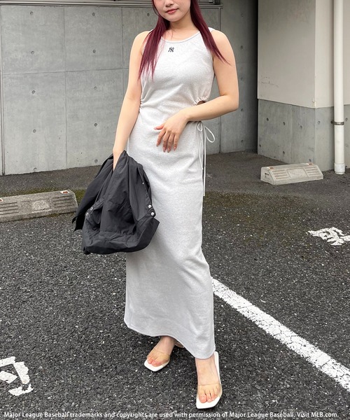 BACK TO THE FIELD（バック トゥー ザ フィールド）の「【MLB】刺しゅうロゴドロストリボンロングワンピース（ワンピース・レディース・レッド/グレー/ブラック・FREE）」の4枚目の写真