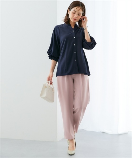 7days Life Styling(セブンデイズライフスタイリング)の「カットソー素材 メタルボタンタックスリーブシャツ(シャツ/ブラウス・レディース・オフホワイト/ブルー系/ネイビー・S/M/L/LL)」の16枚目の写真