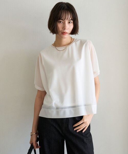 UNFILO(アンフィーロ)の「シアーレイヤードT(Tシャツ/カットソー・レディース・ホワイト系/ターコイズブルー系/ブラック系/ダークブラウン系・SMALL/MEDIUM)」の5枚目の写真
