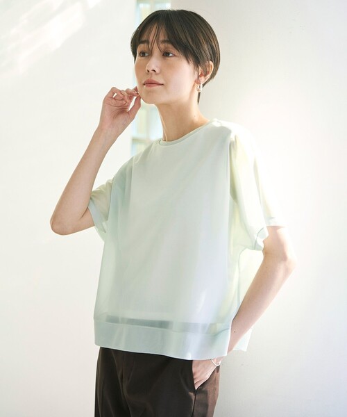 UNFILO(アンフィーロ)の「シアーレイヤードT(Tシャツ/カットソー・レディース・ホワイト系/ターコイズブルー系/ブラック系/ダークブラウン系・SMALL/MEDIUM)」の8枚目の写真