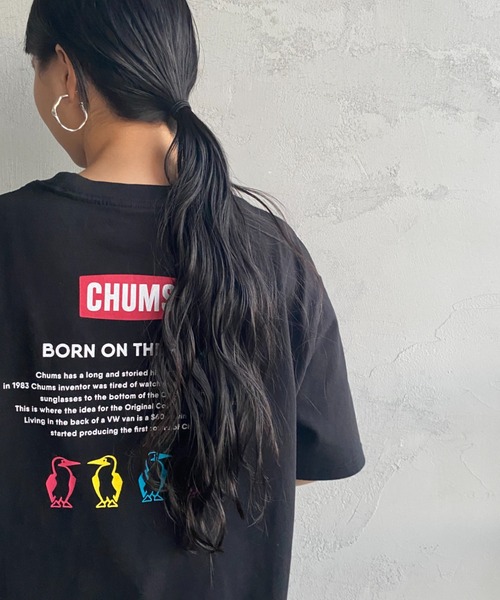 CHUMS（チャムス）の「[CHUMS/チャムス] 別注 ヒストリーロゴ バックプリントショートスリーブTシャツ（Tシャツ/カットソー・レディース・ブラック/ホワイト・XL/M/XXL/L）」の9枚目の写真