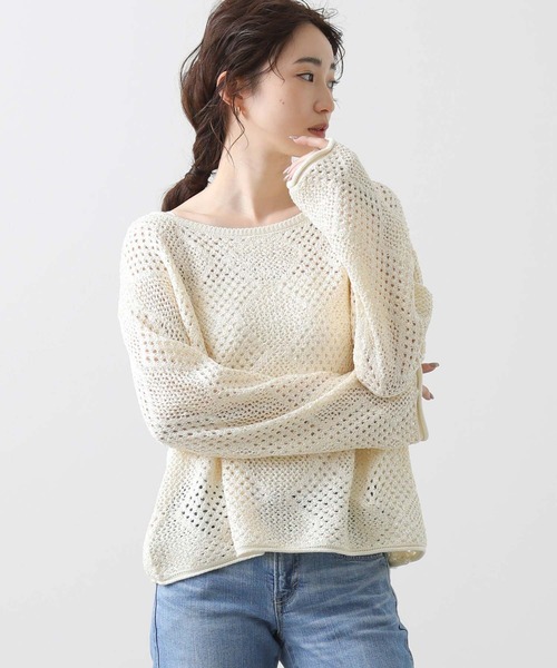 Torrazzo Donna(トラッゾドンナ)の「スパンコールダイヤすかしニット(ニット/セーター・レディース・オフホワイト/キャメル・FREE)」の22枚目の写真